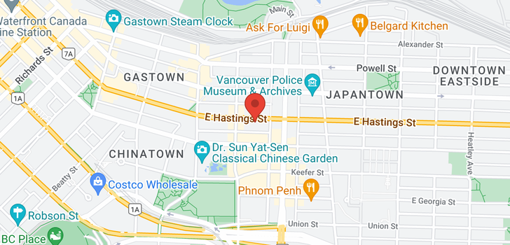 map of 207 138 E HASTINGS STREET